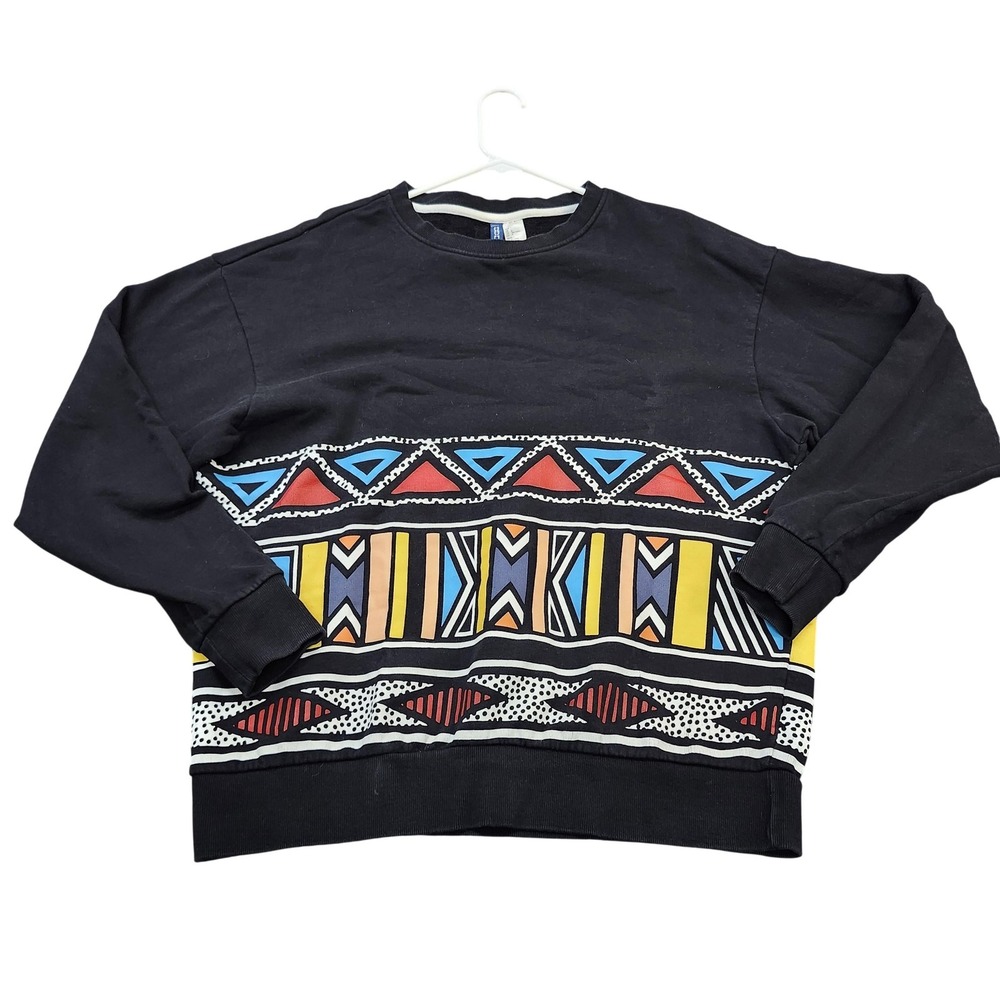 Sweatshirt Womens Large Multicolor Tribal Aztec Graphic Print Pullover Fleece HM